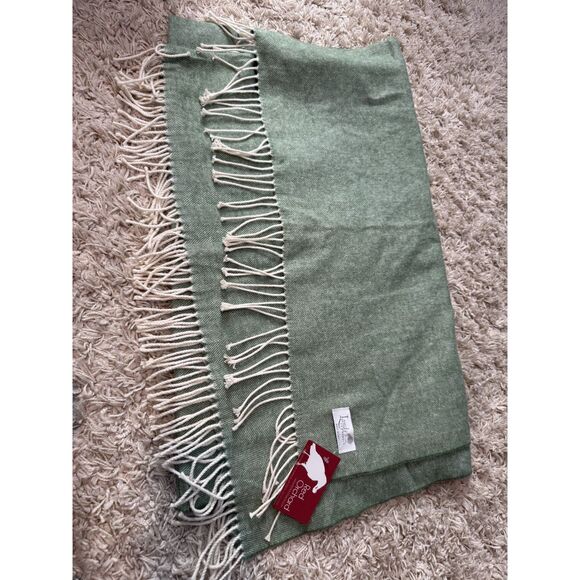 Lands Downunder Italian Herringbone Throw Thyme Green 51x67 NWT Made in Italy - Picture 4 of 6